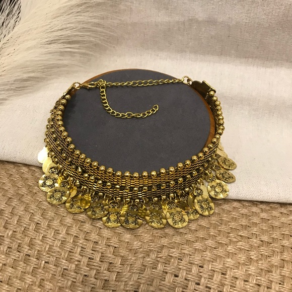 New- Lira Necklace, Coin Necklace, Gold Choker Necklace, Statement Necklace Gift - Picture 3 of 5